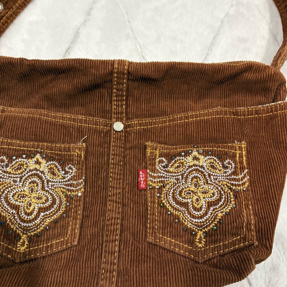 Levi's Vintage 90s Crossbody/Satchel Hobo Small Bag Corduroy Brown Corduroy Y2k - Picture 2 of 7